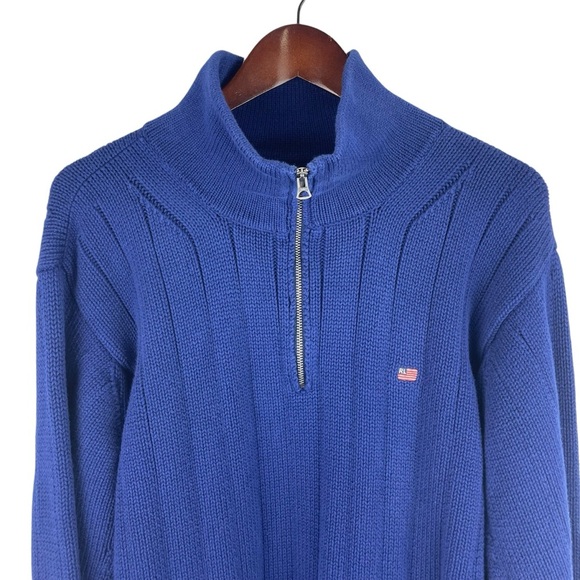 Polo Jeans Co | Blue 1/4 Zip Flag Logo Pullover Sweater - Picture 2 of 9